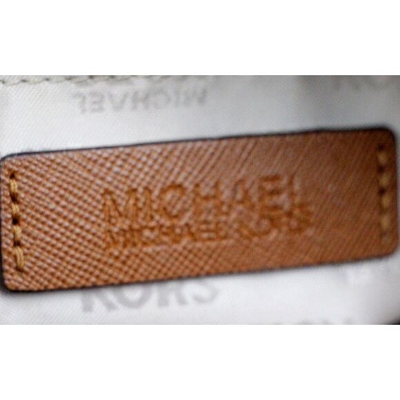 MICHAEL KORS RED NYLON CANVAS TAN BROWN GENUINE LEATHER TRIM TOTE SHOULDER BAG - Picture 9 of 14